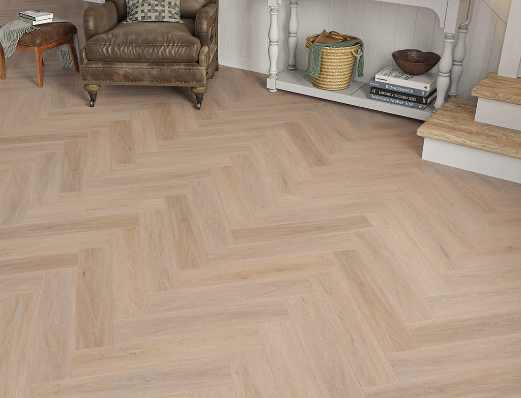 Porthcurno Oak – 6.5mm Click Vinyl Herringbone LVT